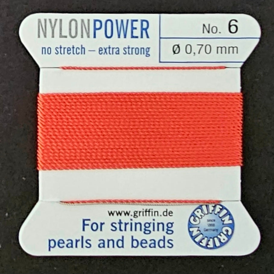 Griffin Nylon - Coral - 2 Meters with Needle