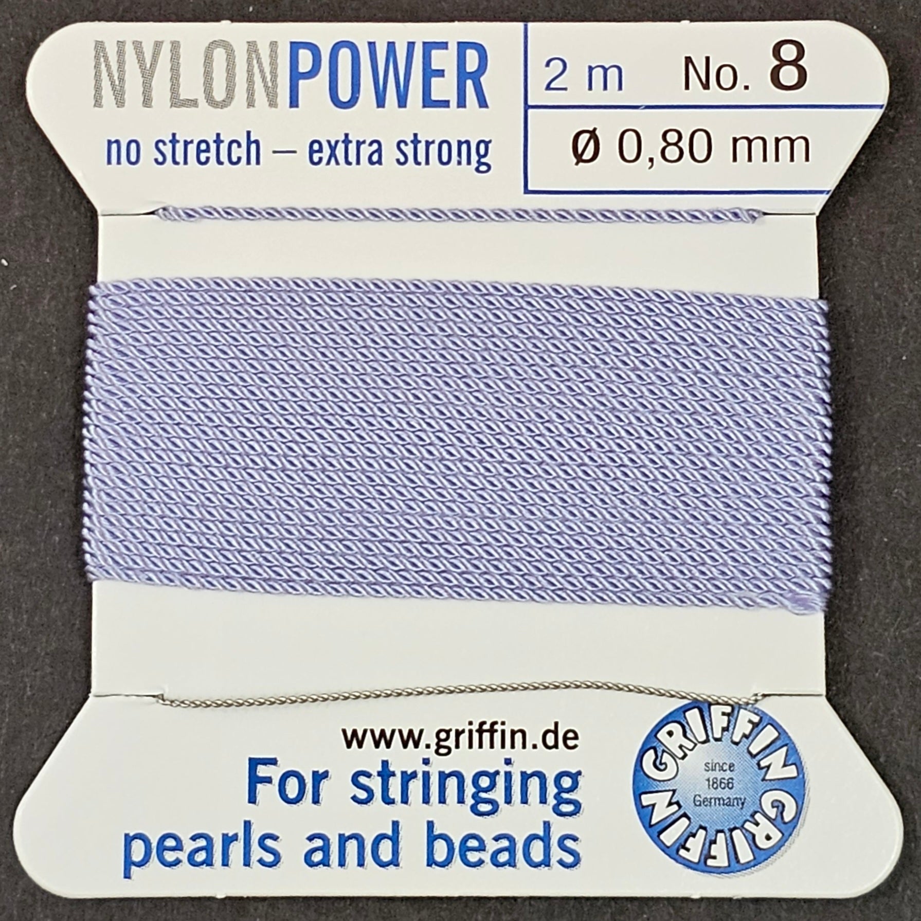 Griffin Nylon - Lilac- 2 Meters with Needle
