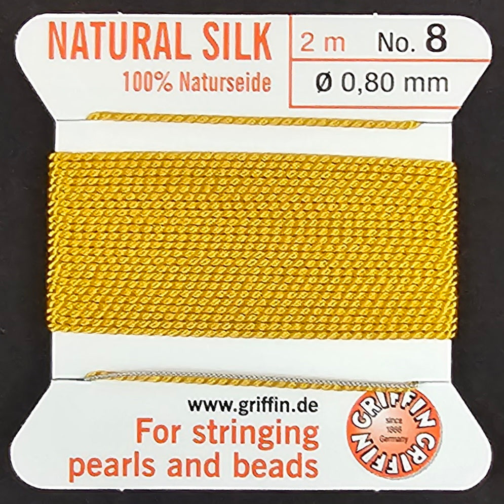 Griffin Silk Bead Cord - Amber - 2 Meters with Needle