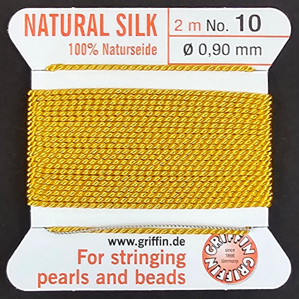 Griffin Silk Bead Cord - Amber - 2 Meters with Needle