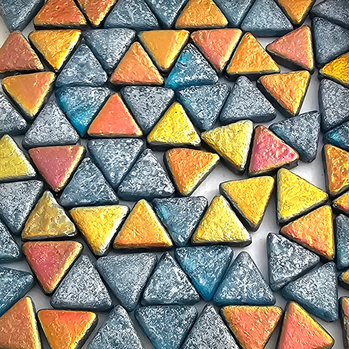 12mm - Aqua/Silver Speckle/Marea - Acid Etched Double Coated Triangles