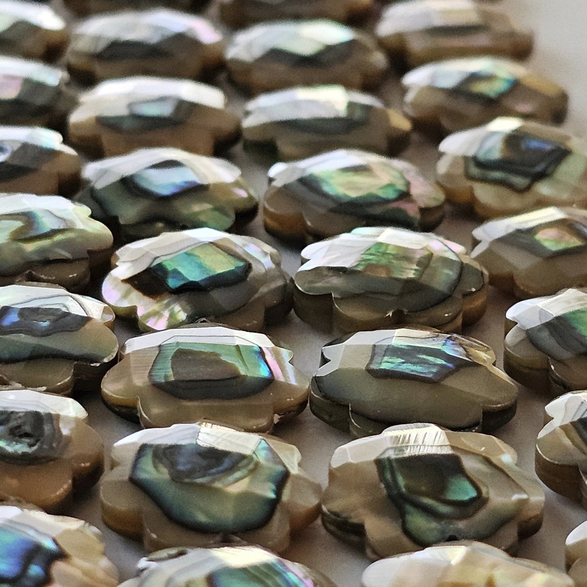 15mm Faceted Abalone Flower - North American