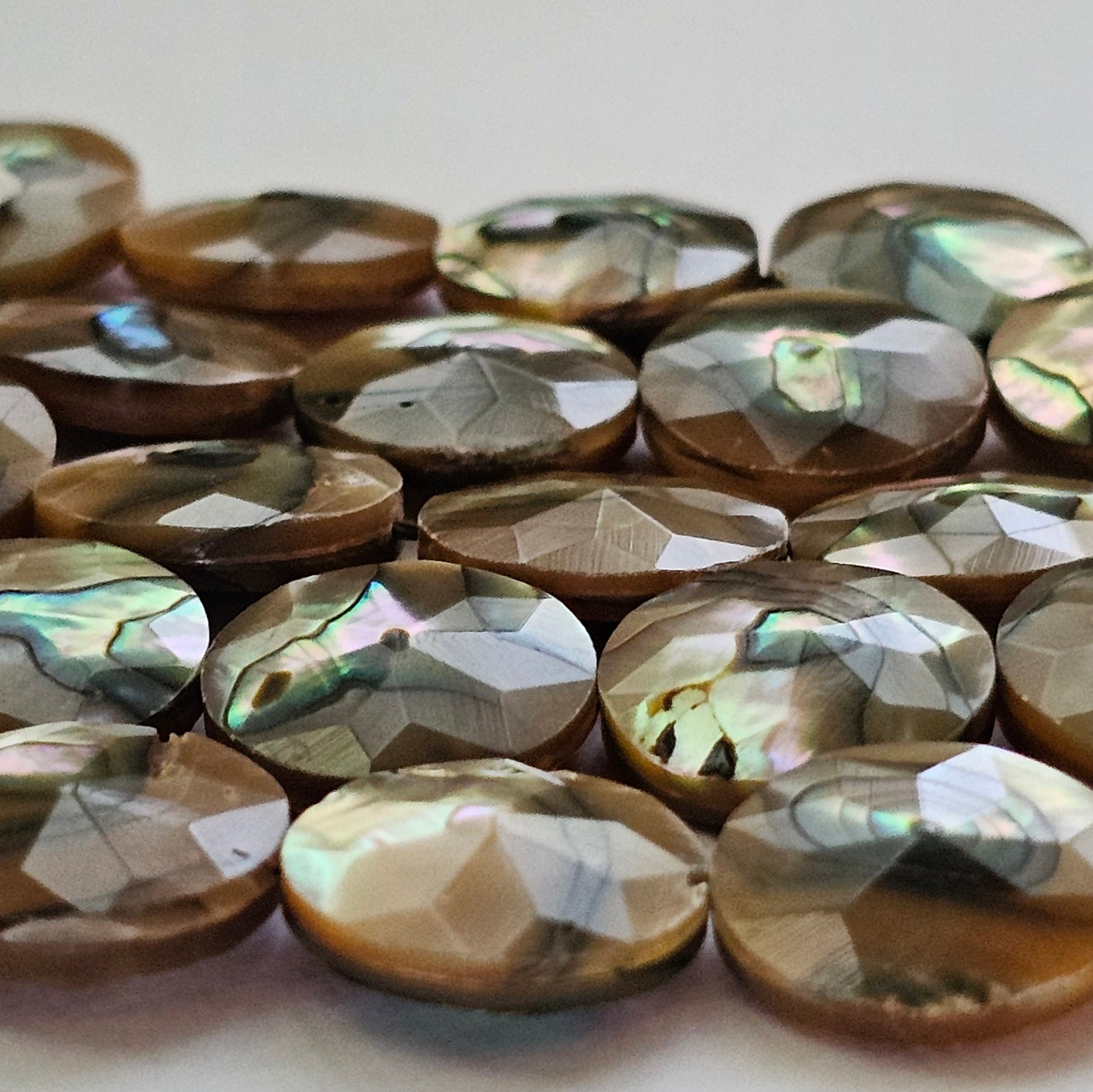 15mm Faceted Abalone Coin - North American
