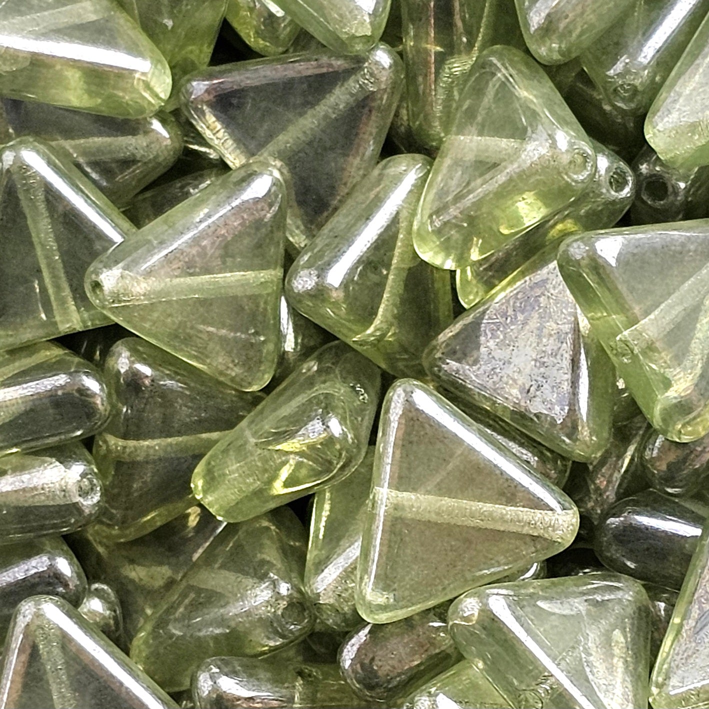 12mm Green Luster Triangles