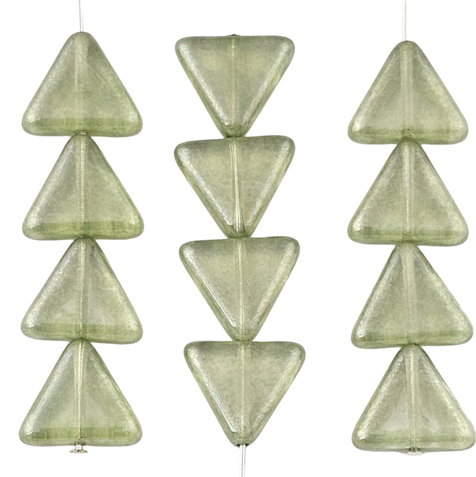 12mm Green Luster Triangles