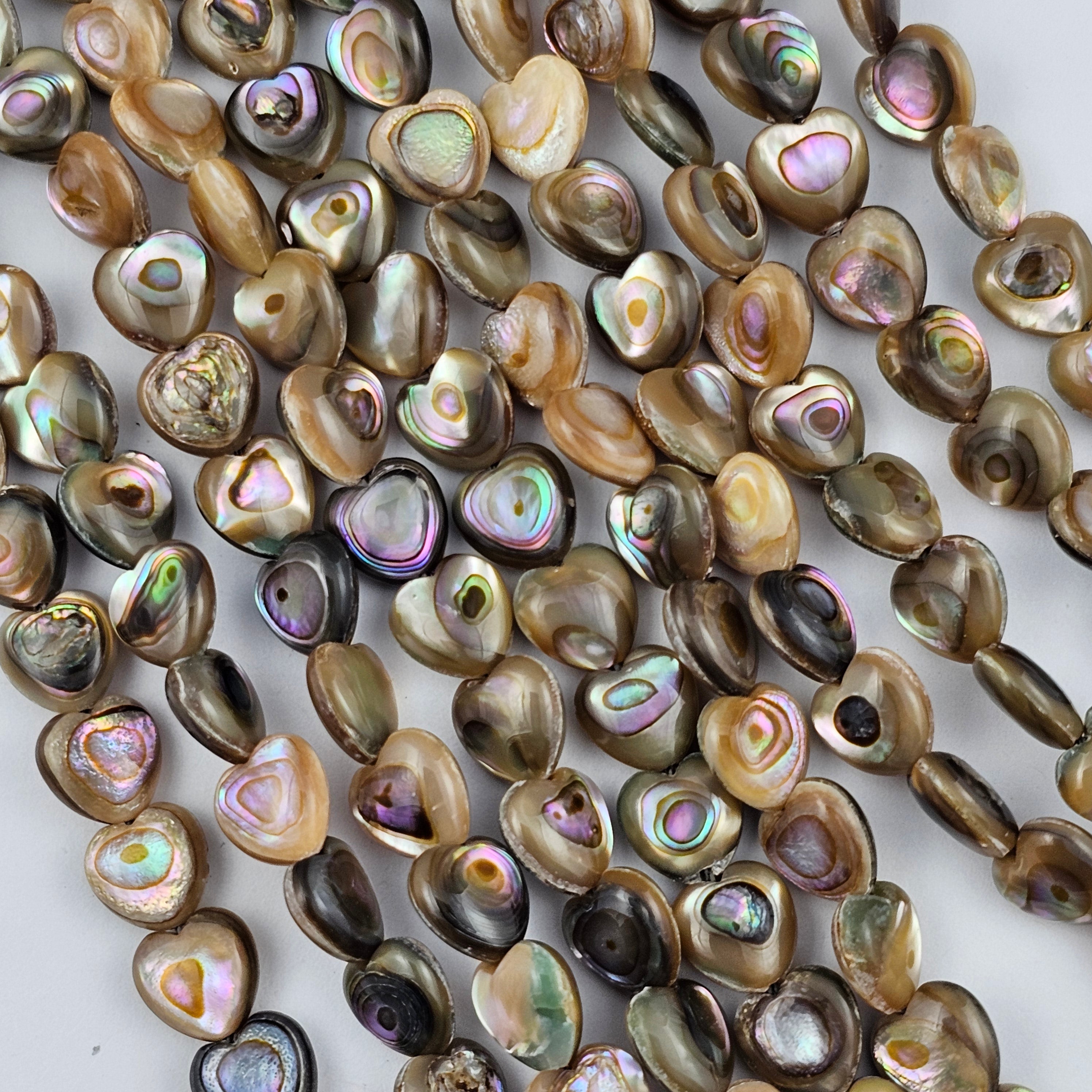 8mm Abalone Puffy Hearts - North American