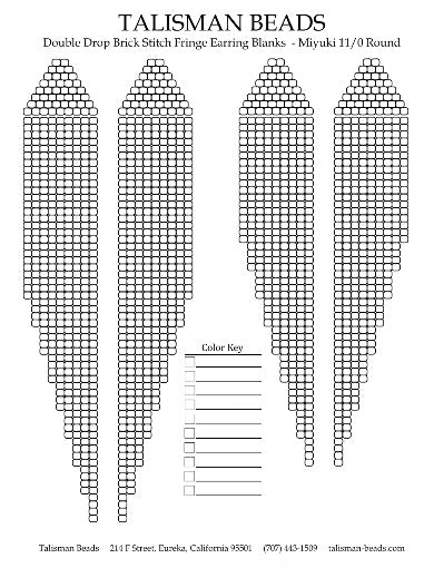 Single Drop Fringe Earring Templates - Miyuki 11/0 Round