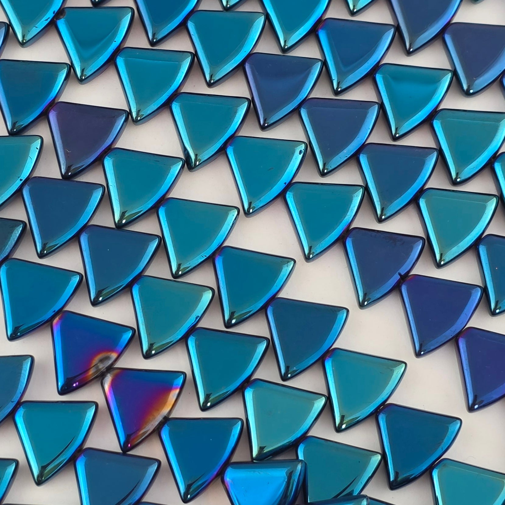 12x15mm Blue Green Metallic - Rounded Triangles