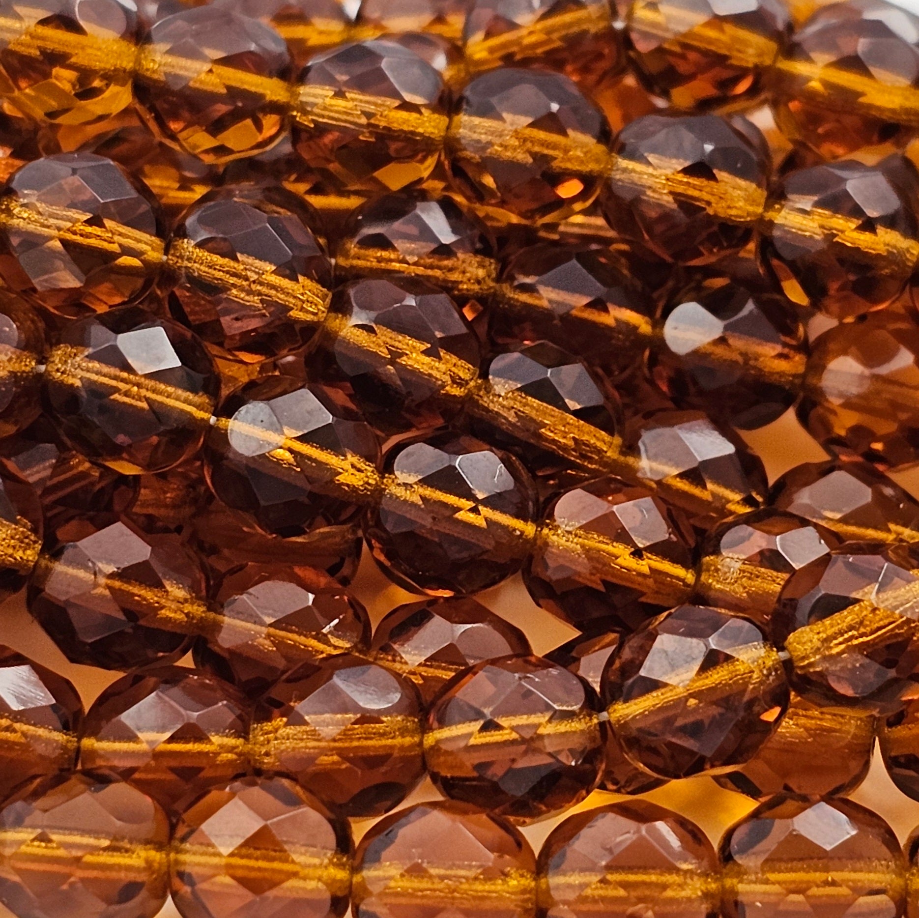 8mm - Dark Topaz - Fire Polished