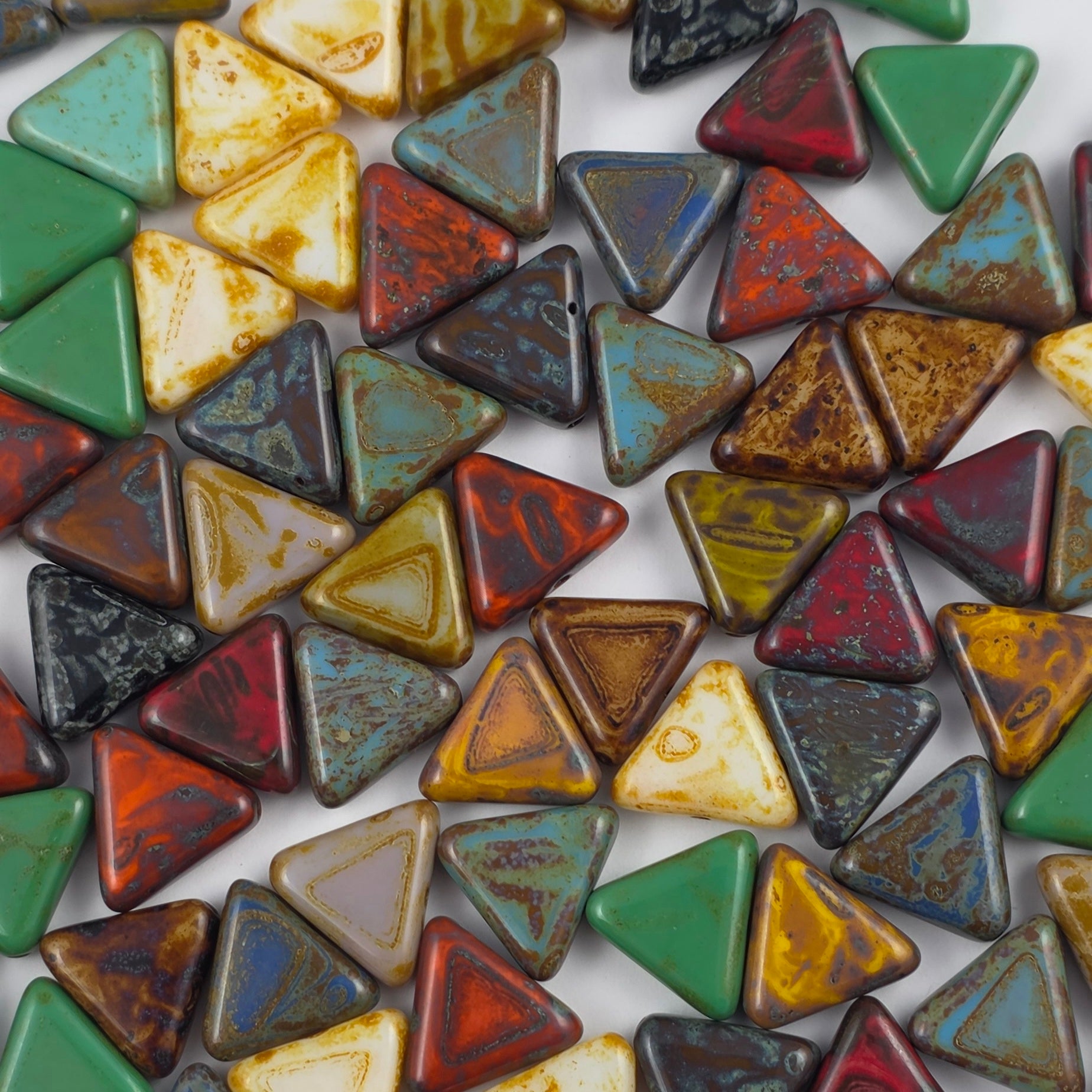 12mm Opaque Picasso Mix Triangle