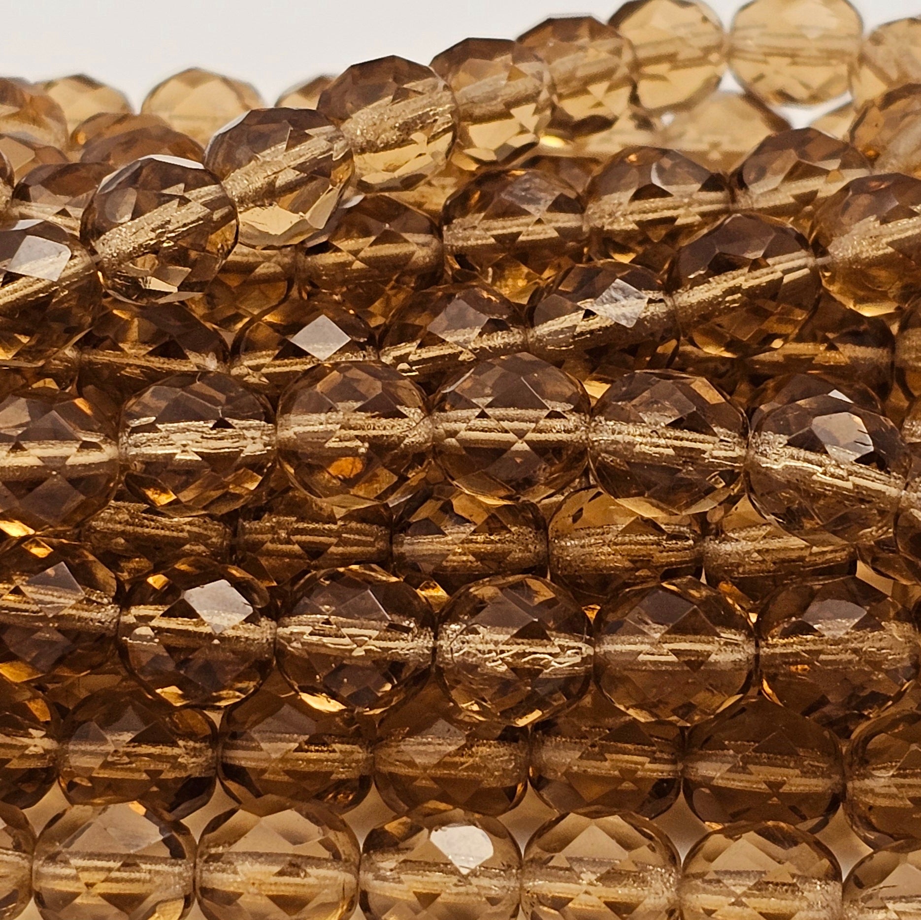 8mm - Light Smoke Topaz - Fire Polished