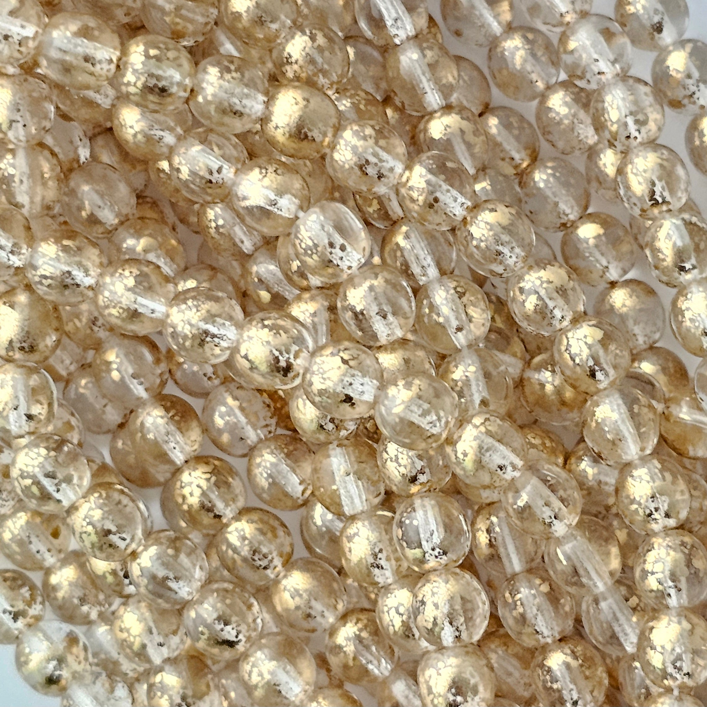 6mm - Crystal with Gold Speckle - Druk