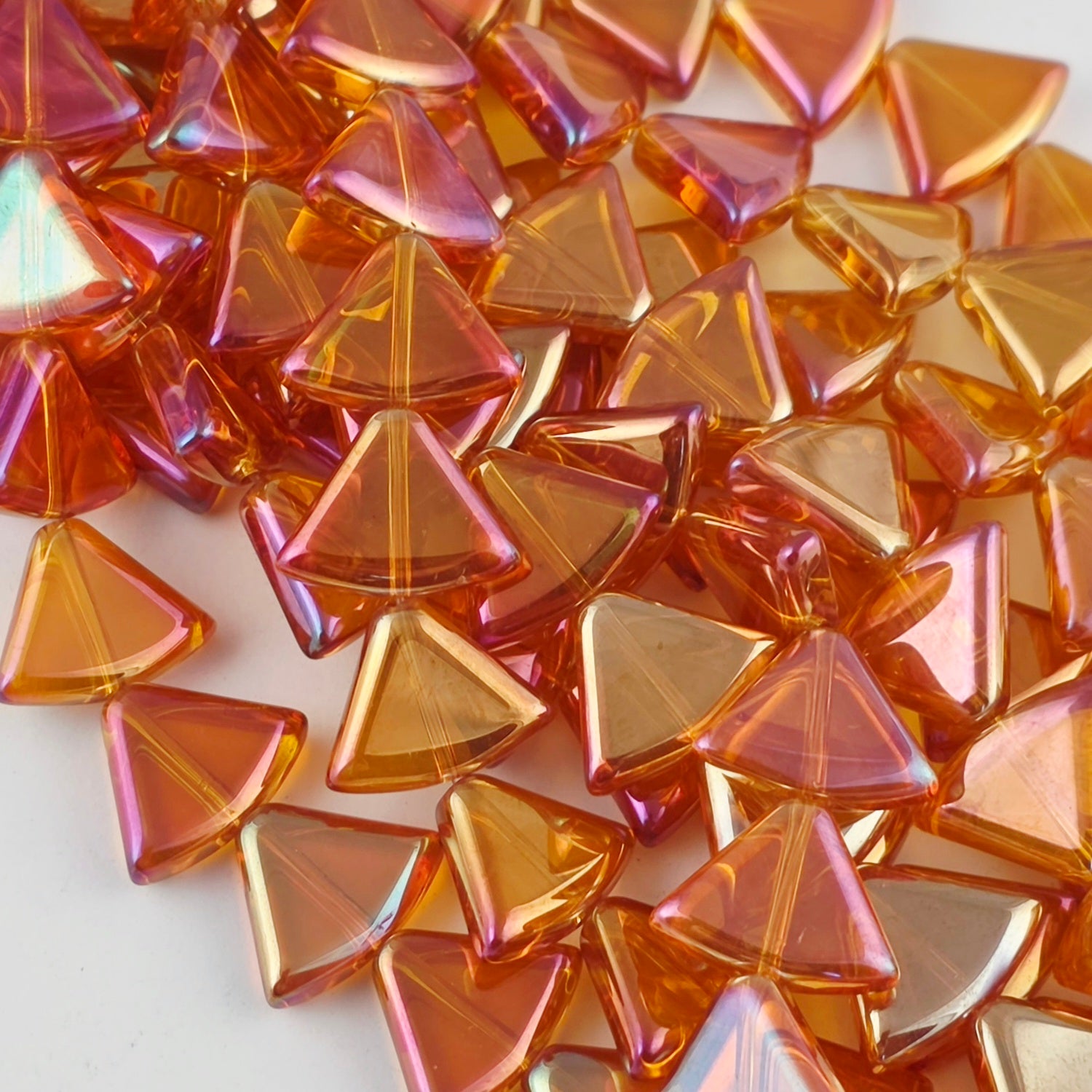 12x15mm Orange Luster Rainbow - Rounded Triangles