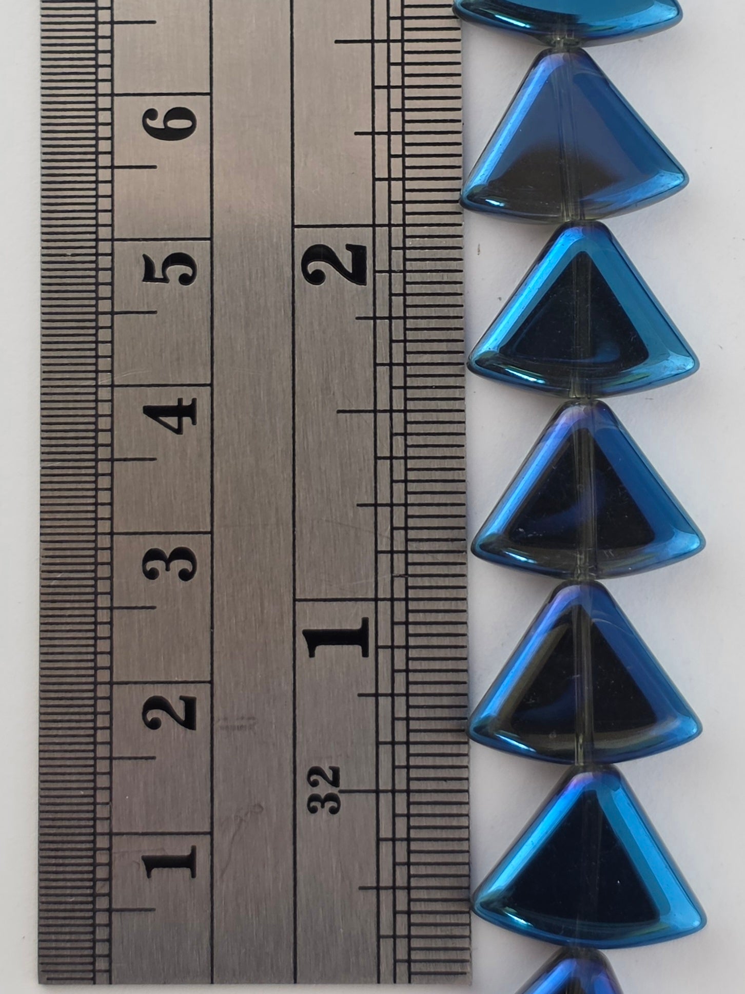 12x15mm Blue Luster - Rounded Triangles