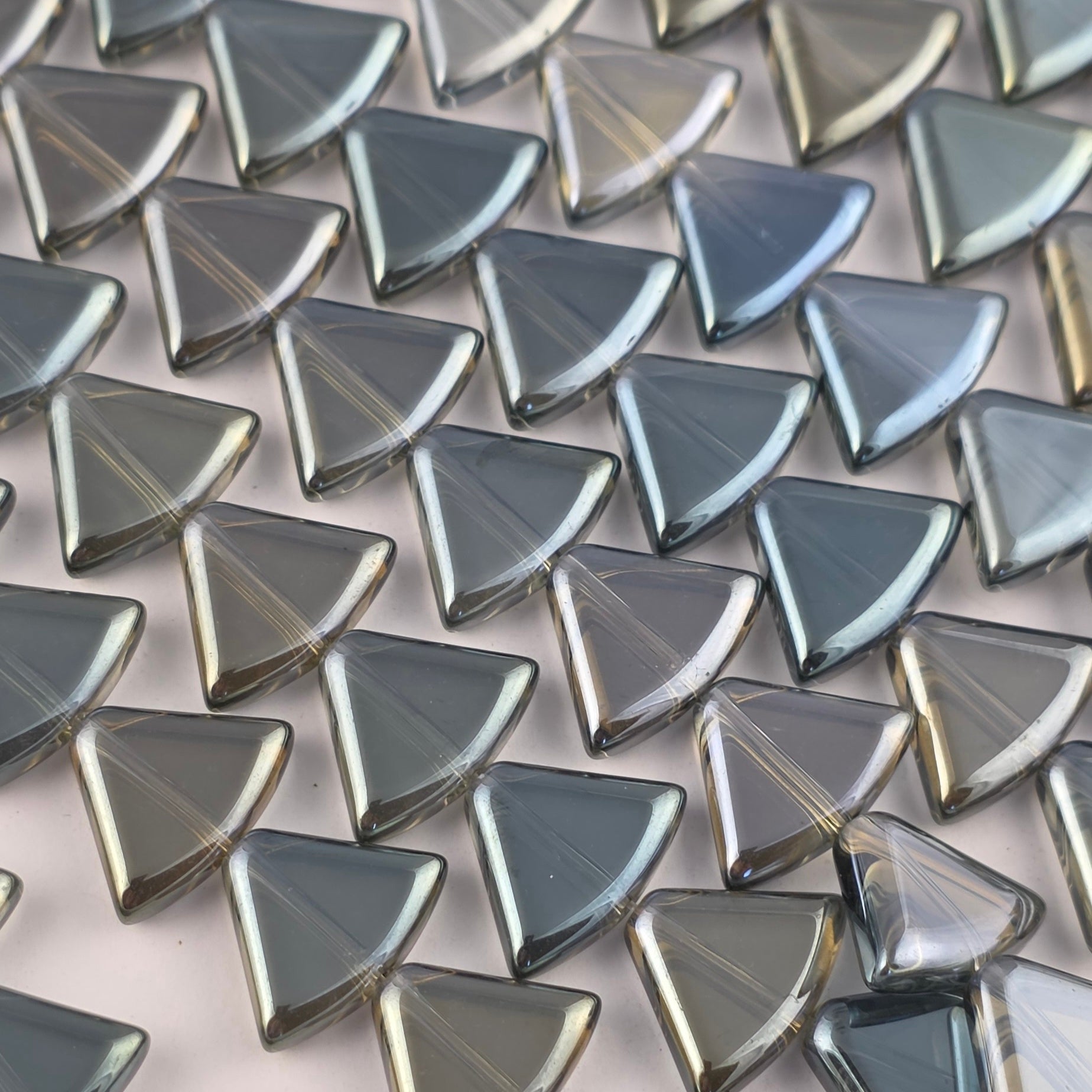 12x15mm Grey Green Luster - Rounded Triangles