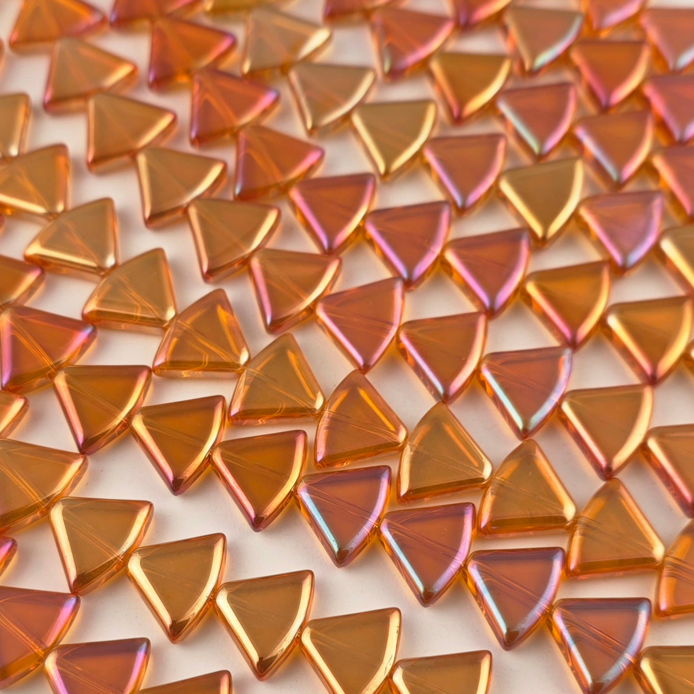 12x15mm Orange Luster Rainbow - Rounded Triangles
