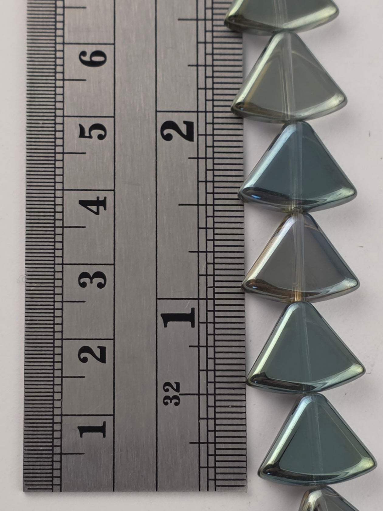 12x15mm Grey Green Luster - Rounded Triangles