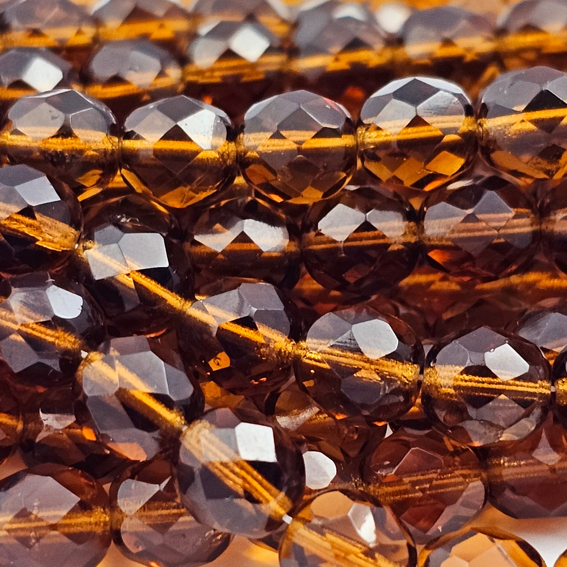 8mm - Smoked Topaz - Fire Polished