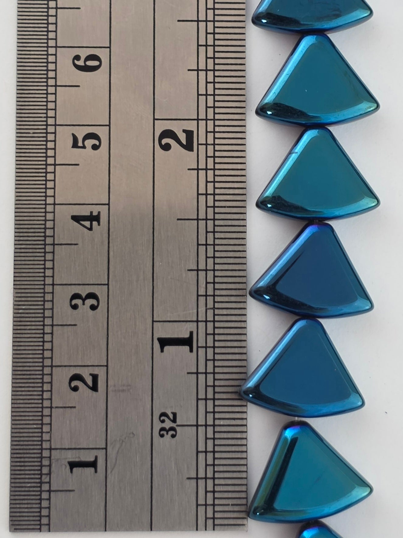 12x15mm Blue Green Metallic - Rounded Triangles