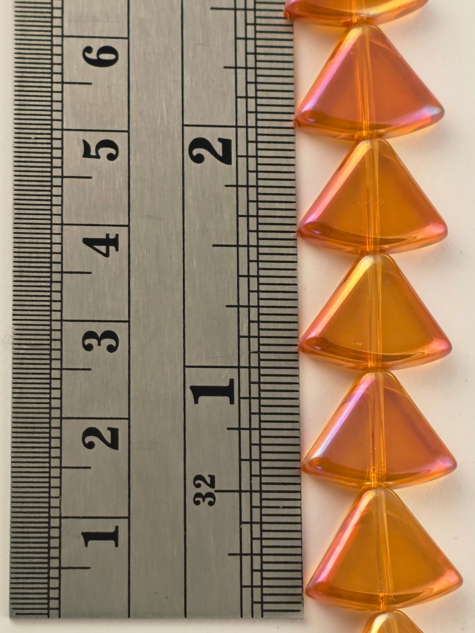 12x15mm Orange Luster Rainbow - Rounded Triangles