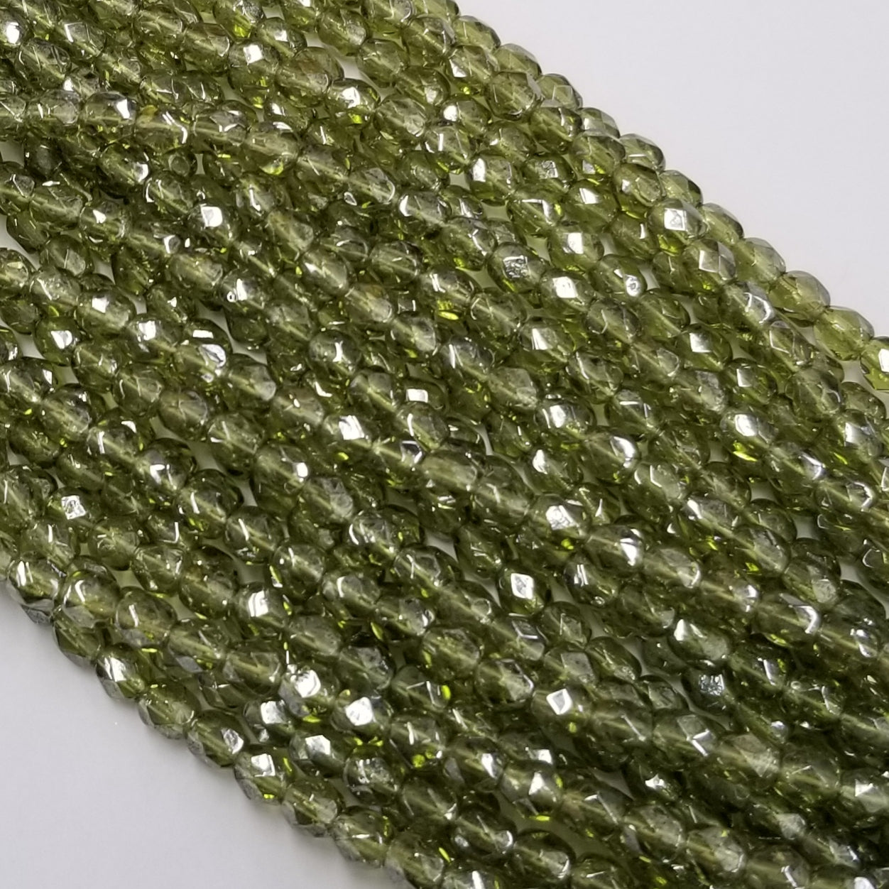 4mm - Medium Olive with Luster - Fire Polished