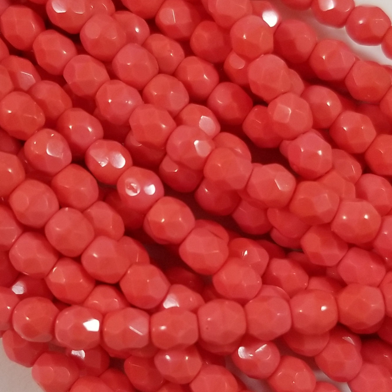 4mm - Bright Coral - Fire Polished