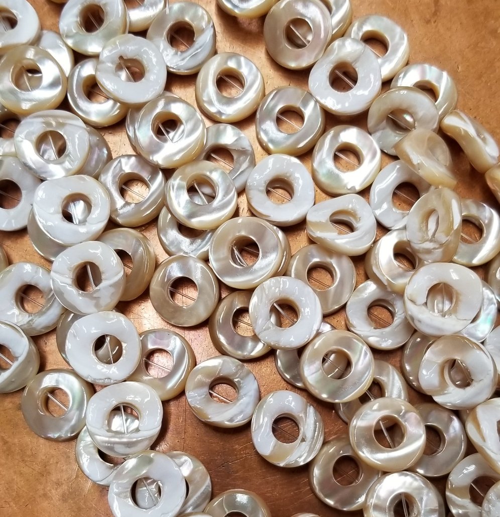 15mm Mother of Pearl Hollow Coins - Natural Color