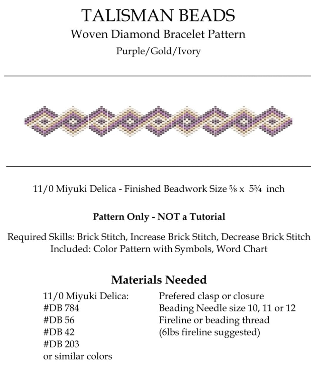 Pattern - Woven Diamond Brick Stitch Bracelet