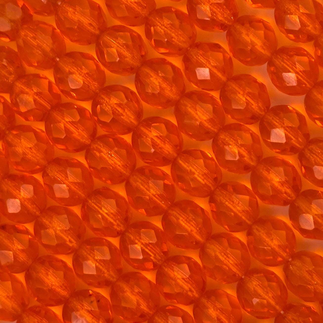 8mm - Orange Transparent - Fire Polished