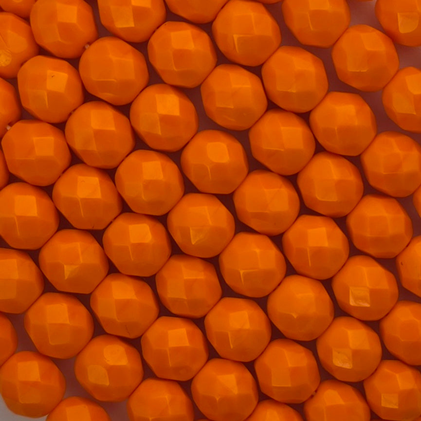 8mm - Orange Opaque - Fire Polished