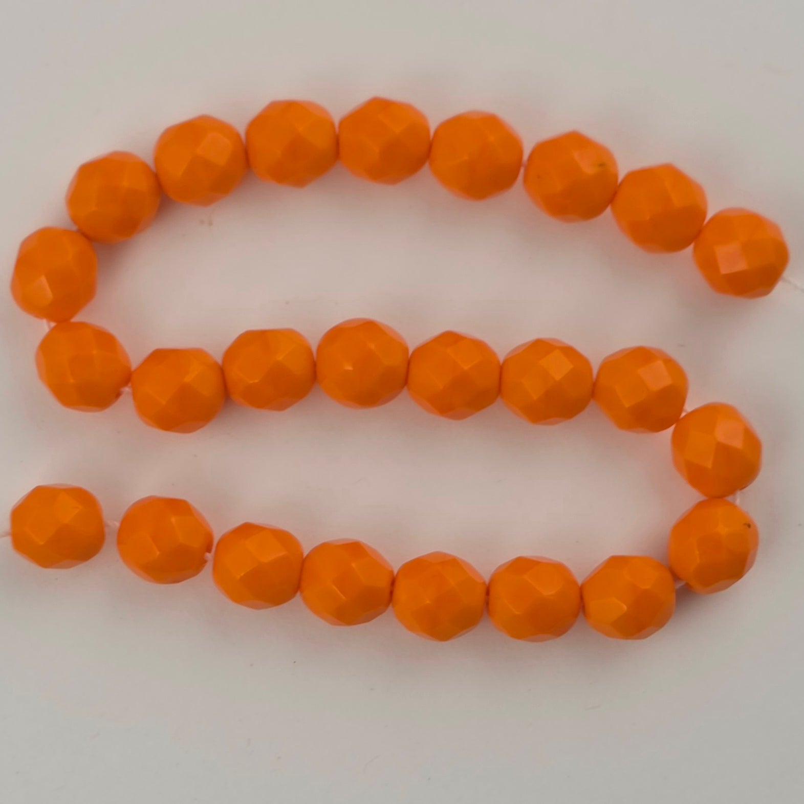 8mm - Orange Opaque - Fire Polished