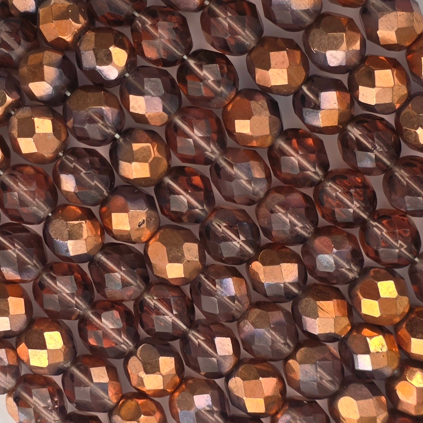 8mm - Light Amethyst with Copper - Fire Polished