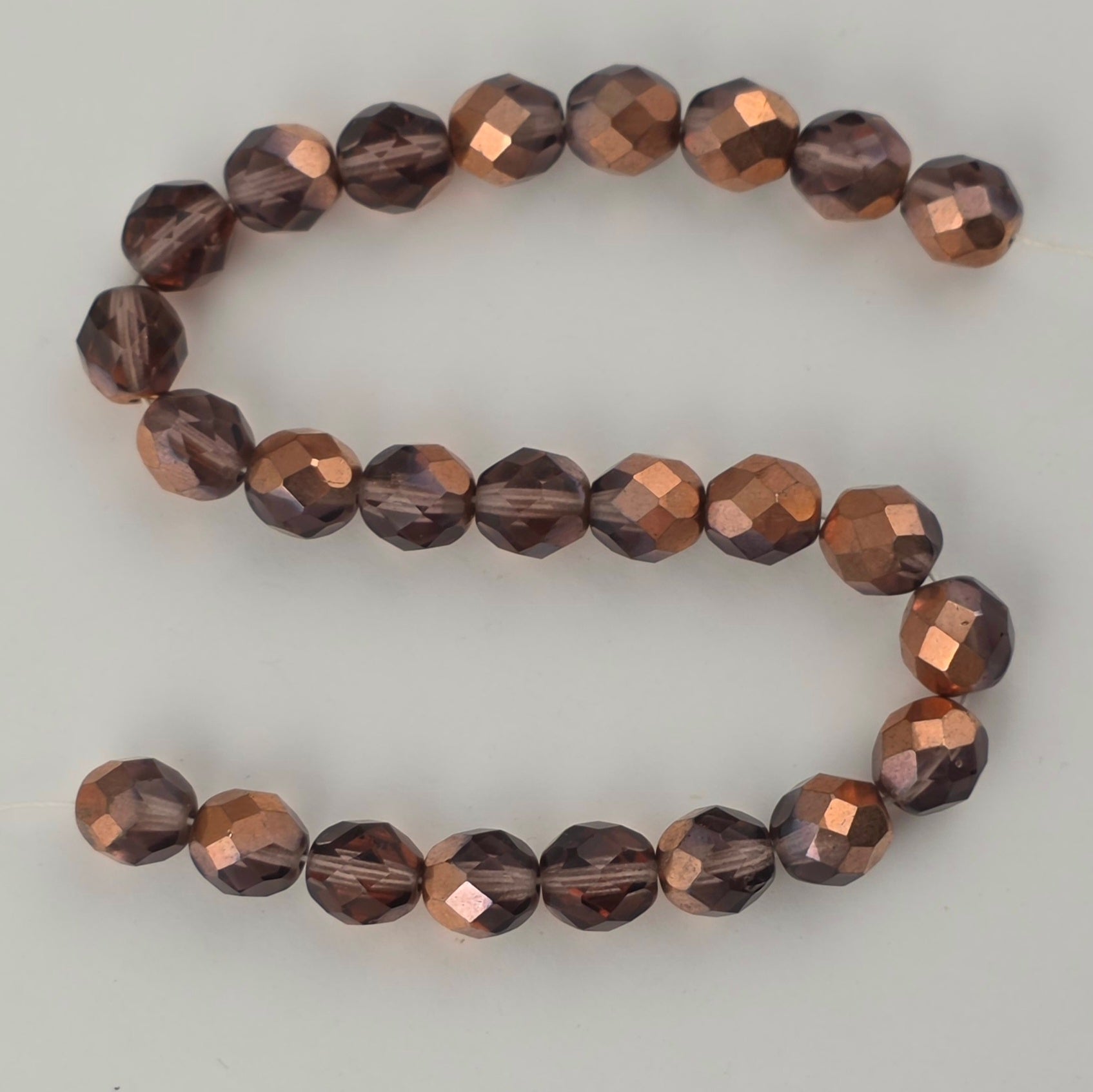 8mm - Light Amethyst with Copper - Fire Polished