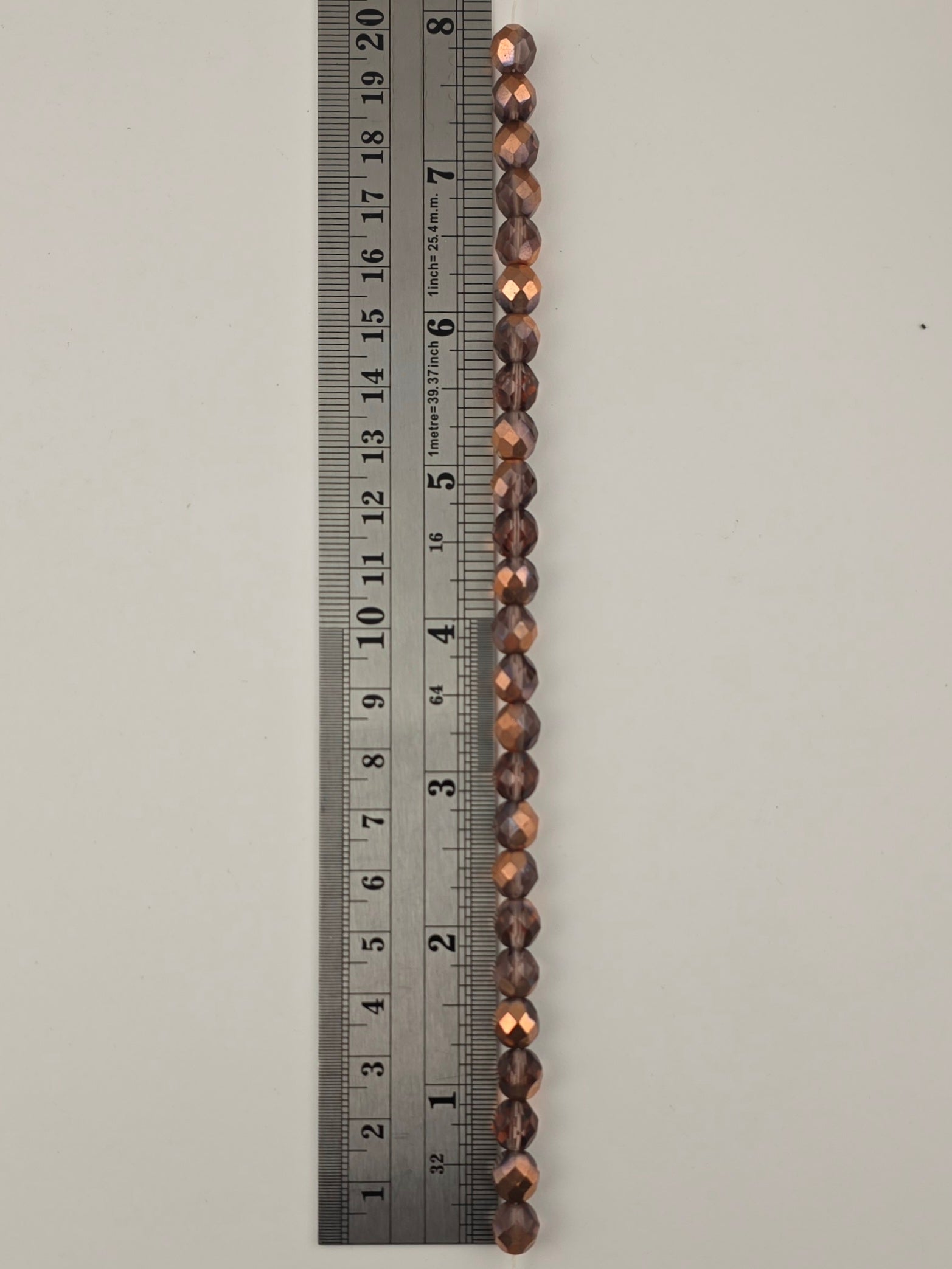 8mm - Light Amethyst with Copper - Fire Polished