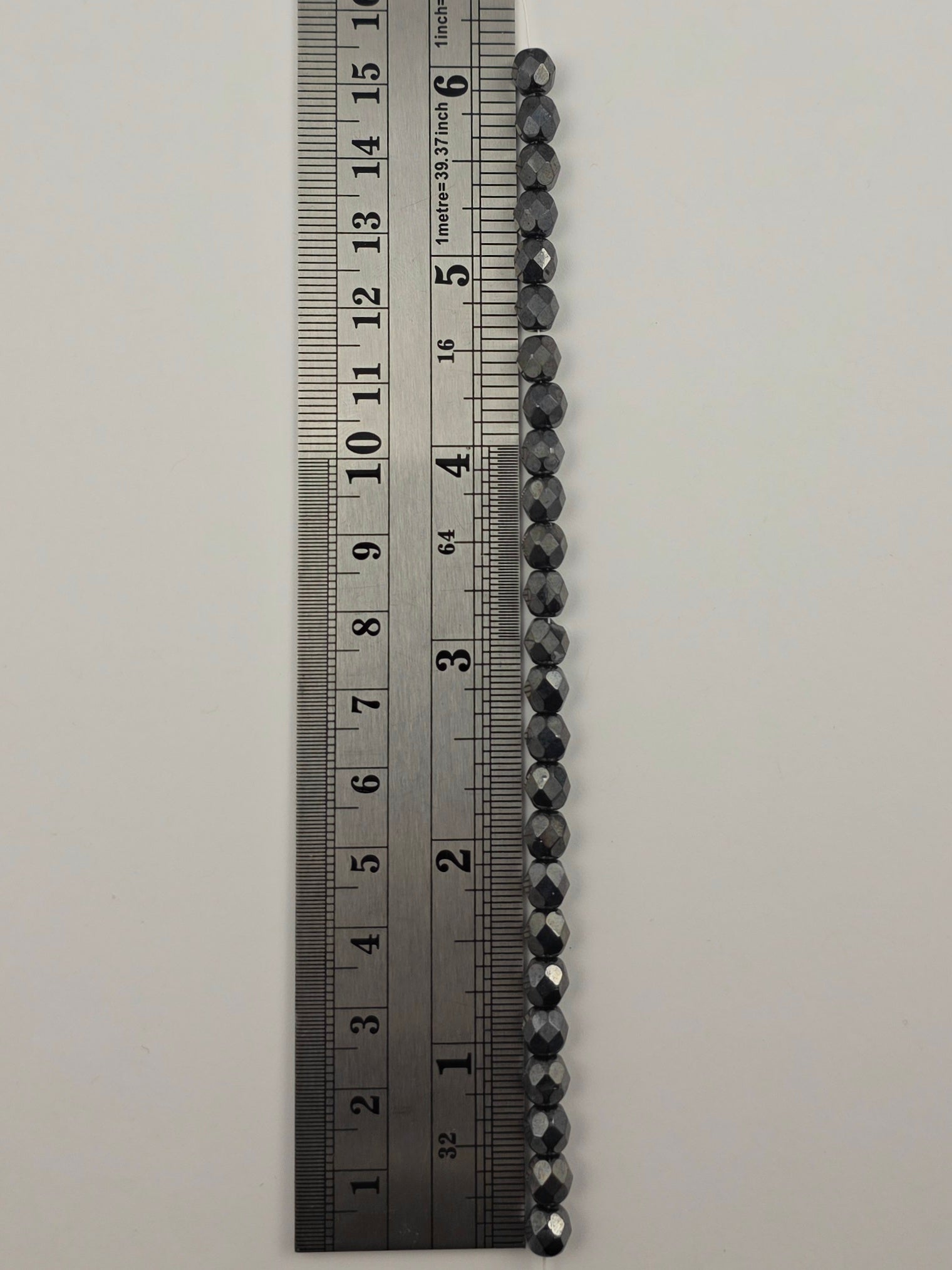 6mm - Jet Black with White Luster - Fire Polished