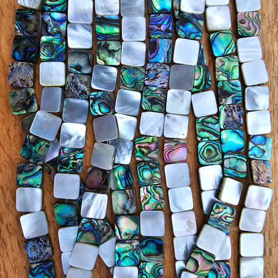 12mm Paua and Mother of Pearl Squares