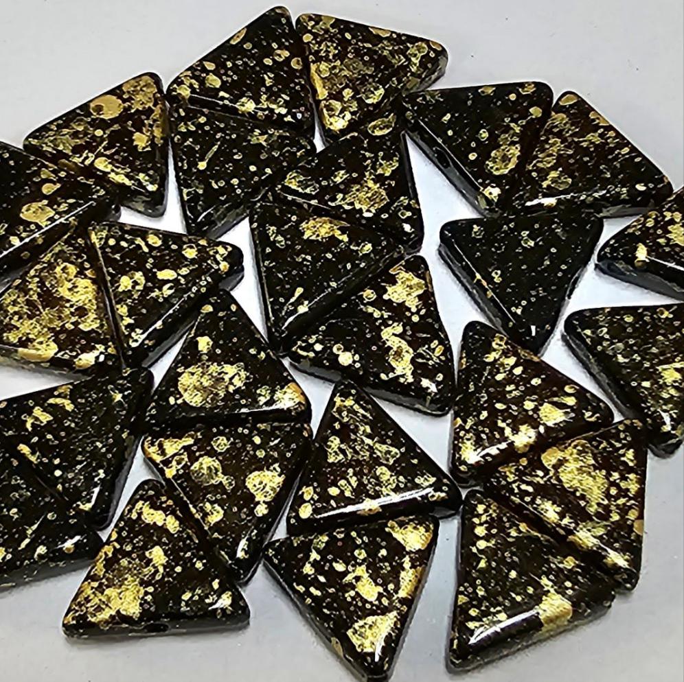 10mm Black with Gold Speckles Triangles