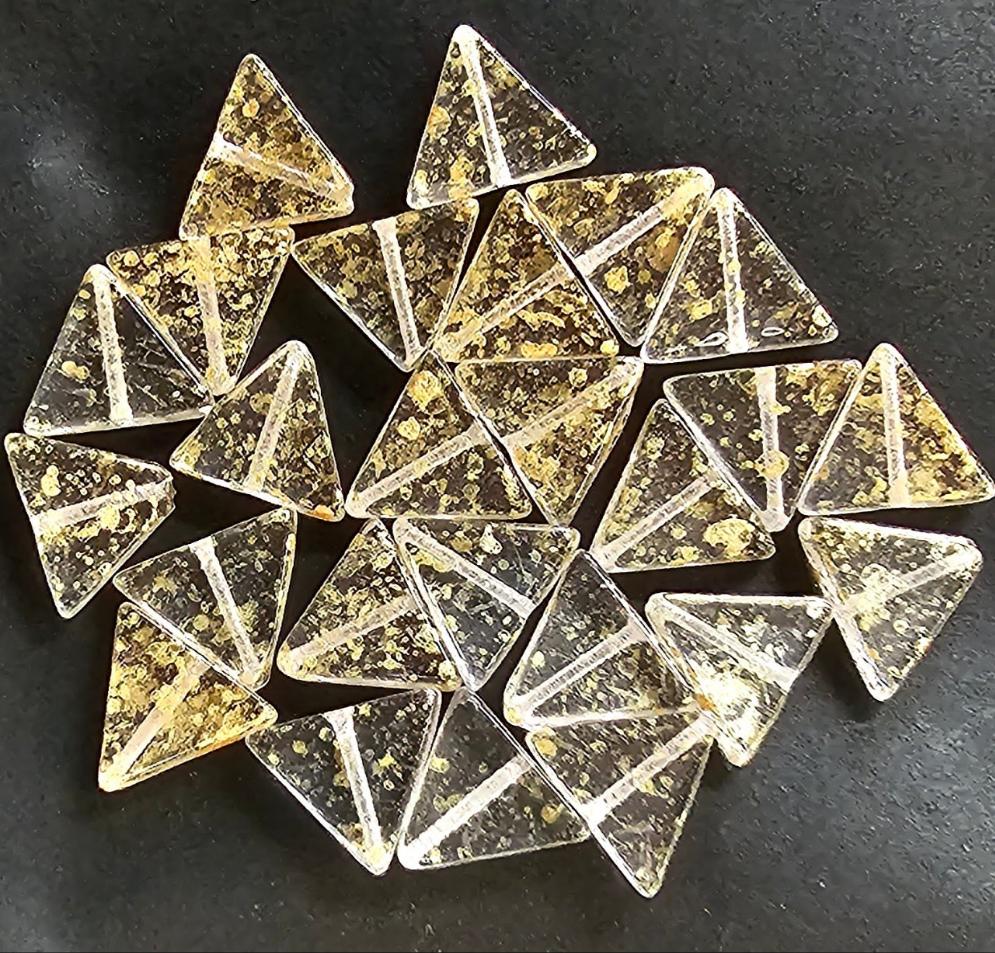 10mm Crystal with Gold Speckles Triangles