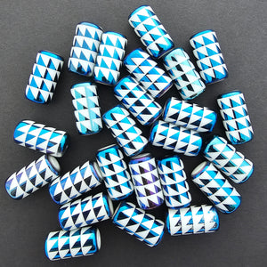 Triangle Barrel Beads - Blue Metallic