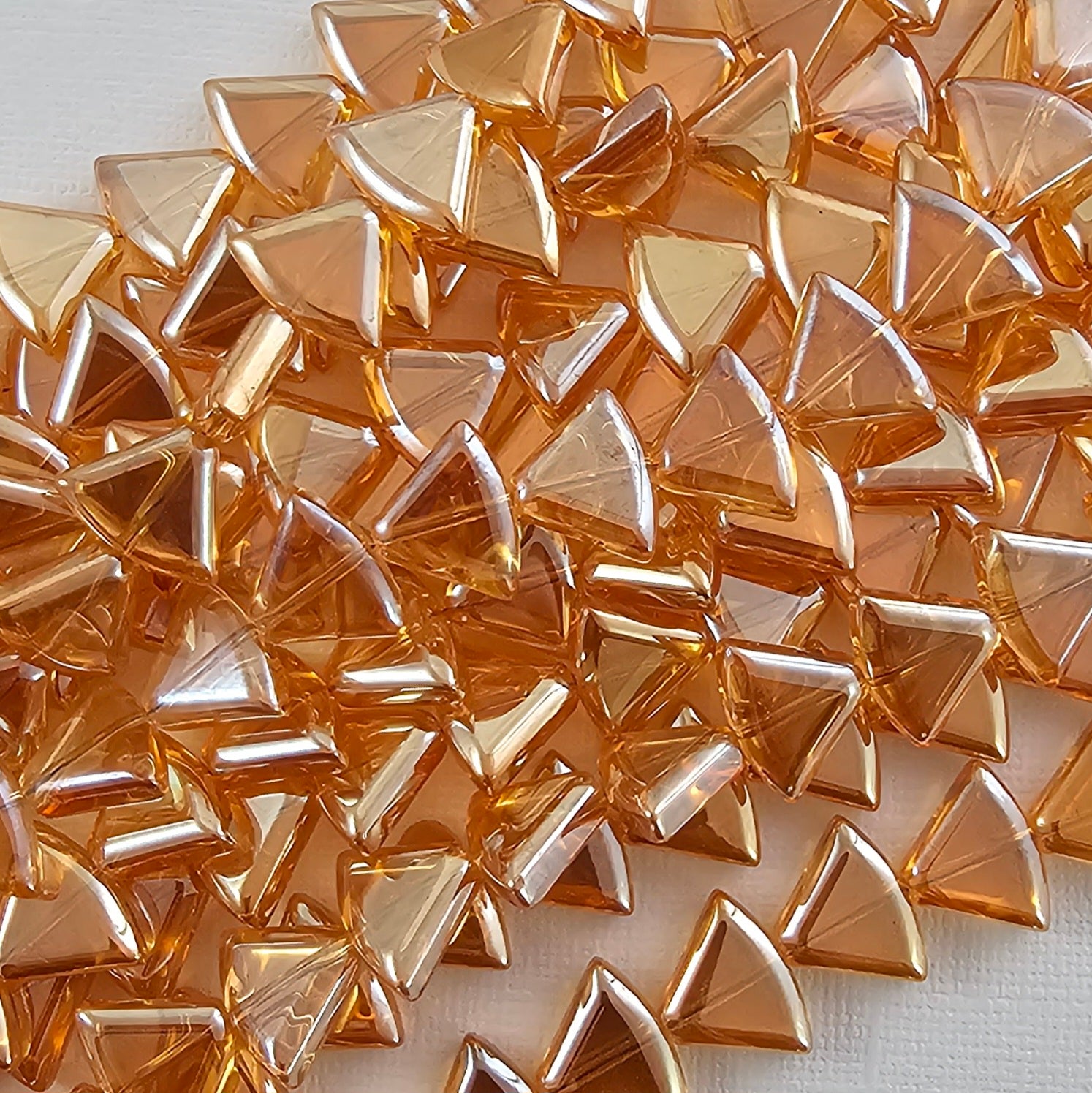 12x16mm Orange Luster Rounded Triangles