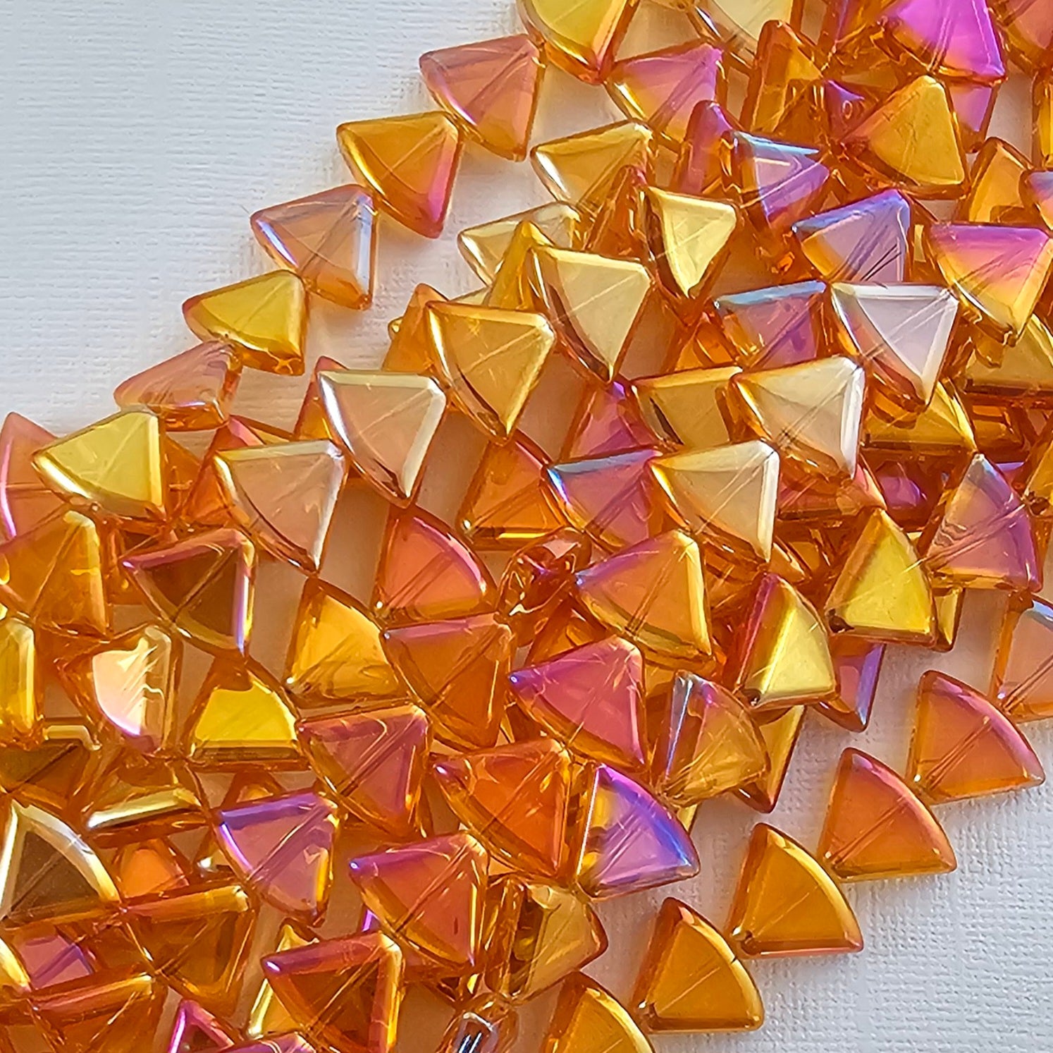 12x16mm Orange/Pink Rainbow Rounded Triangles