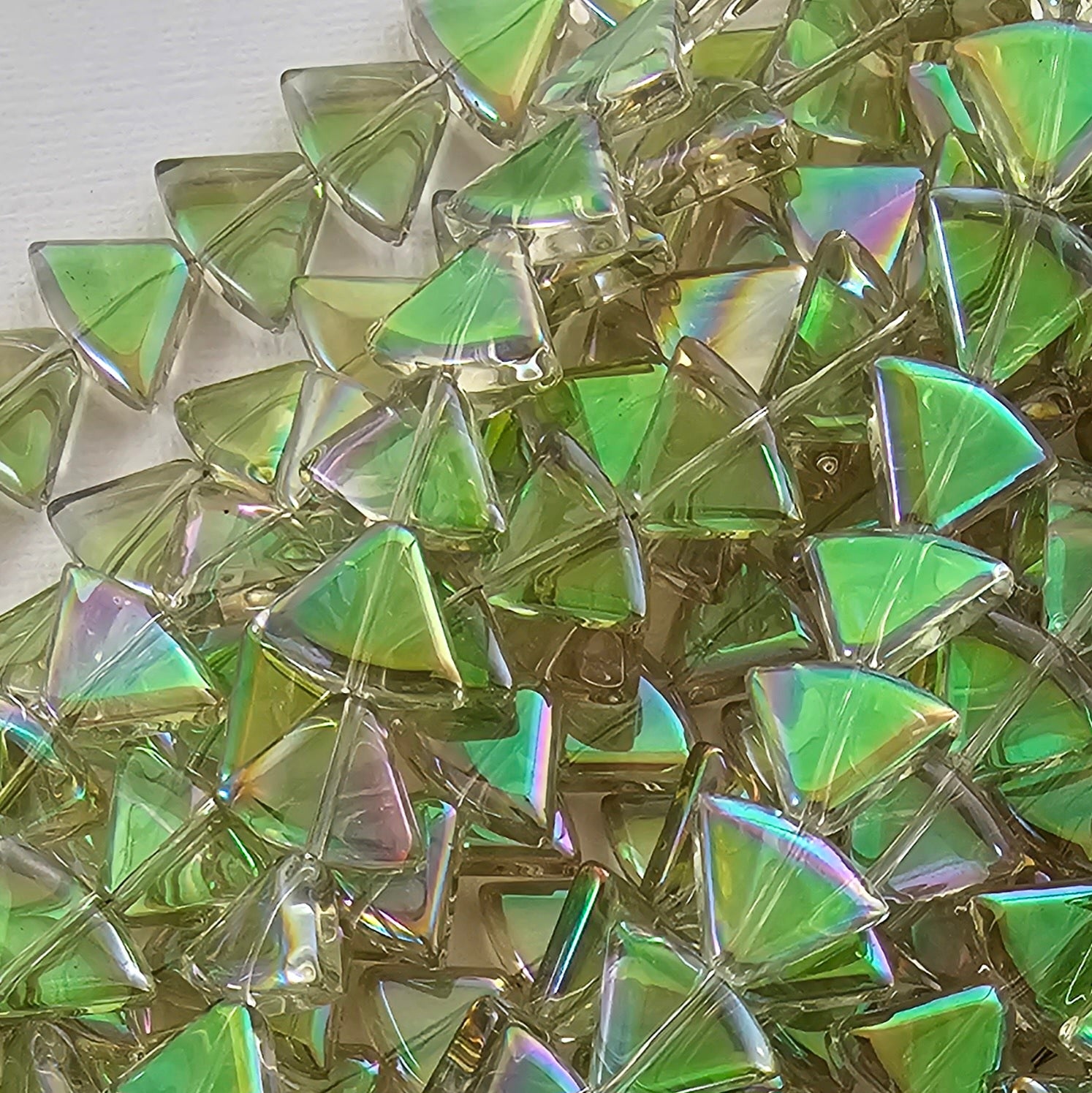 12x16mm Green Rainbow Rounded Triangles