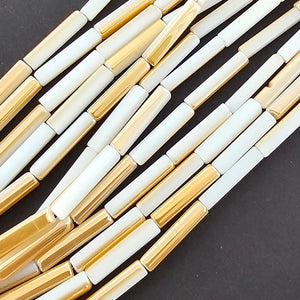 20x4mm White/Gold Finish Square Tube