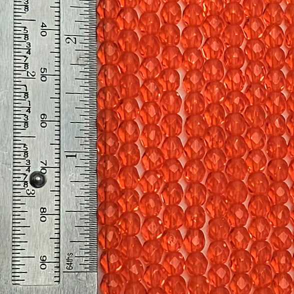 5mm - Orange Transparent - Fire Polished