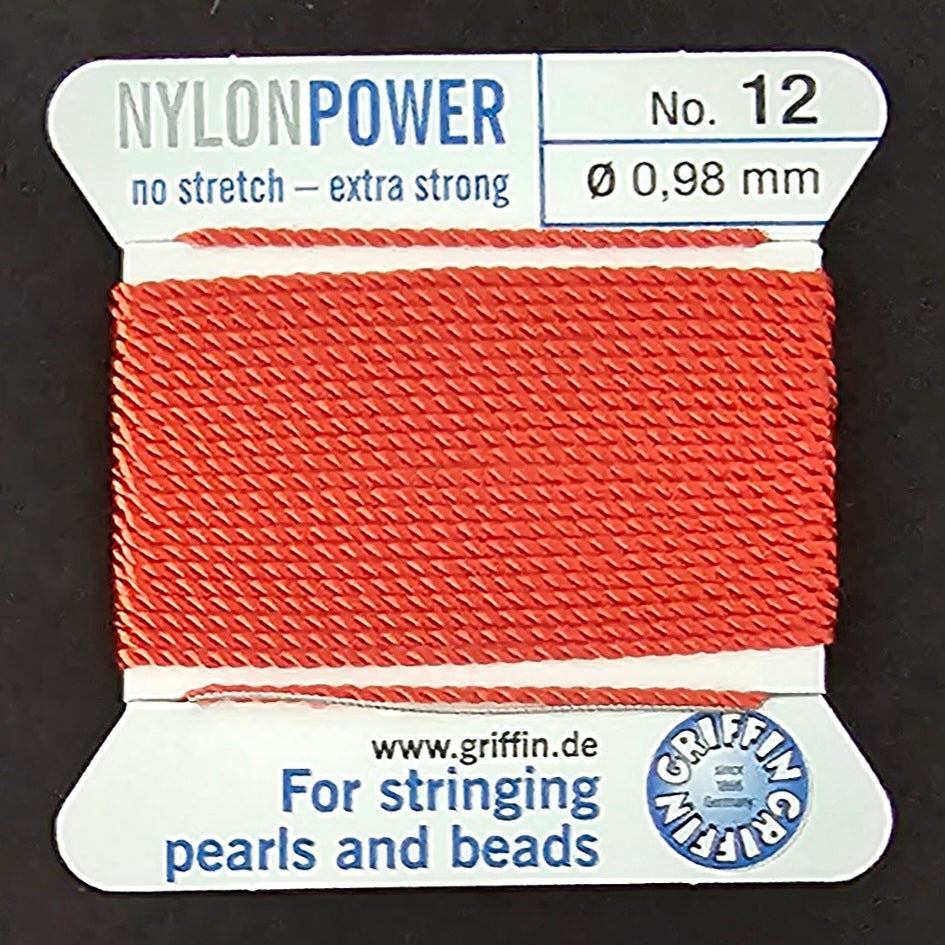 Griffin Nylon - Coral - 2 Meters with Needle