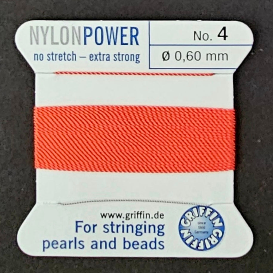 Griffin Nylon - Coral - 2 Meters with Needle