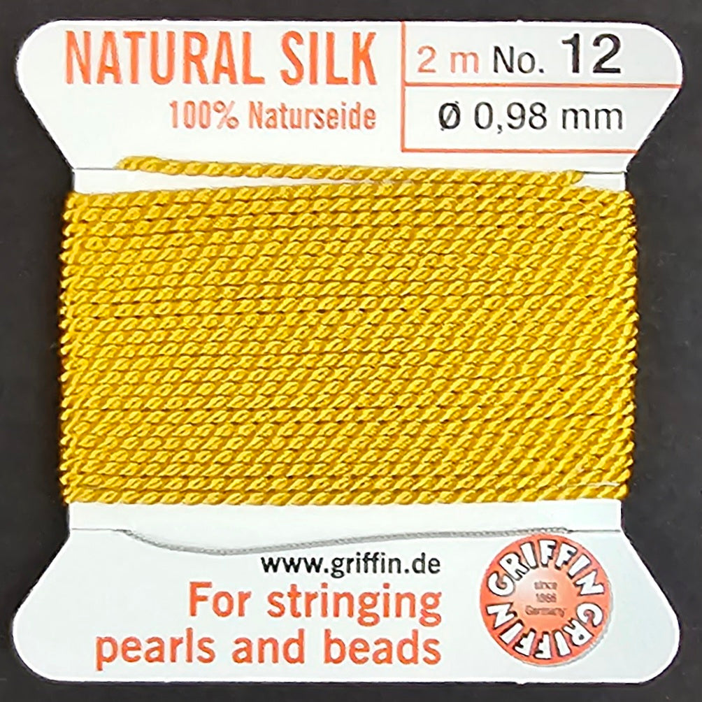 Griffin Silk Bead Cord - Amber - 2 Meters with Needle