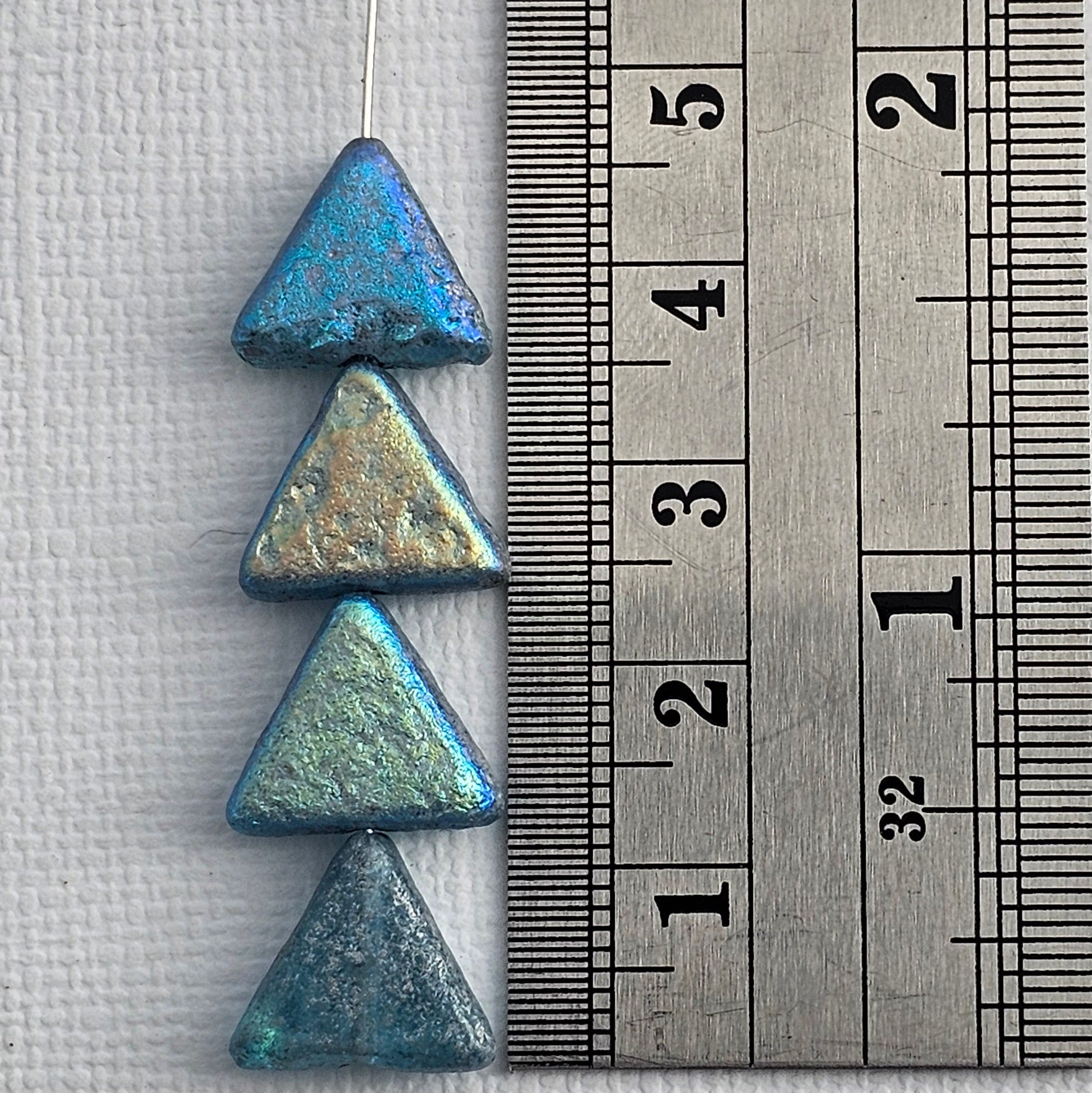 12mm - Aqua/Silver Speckle/AB - Acid Etched Double Coated Triangles