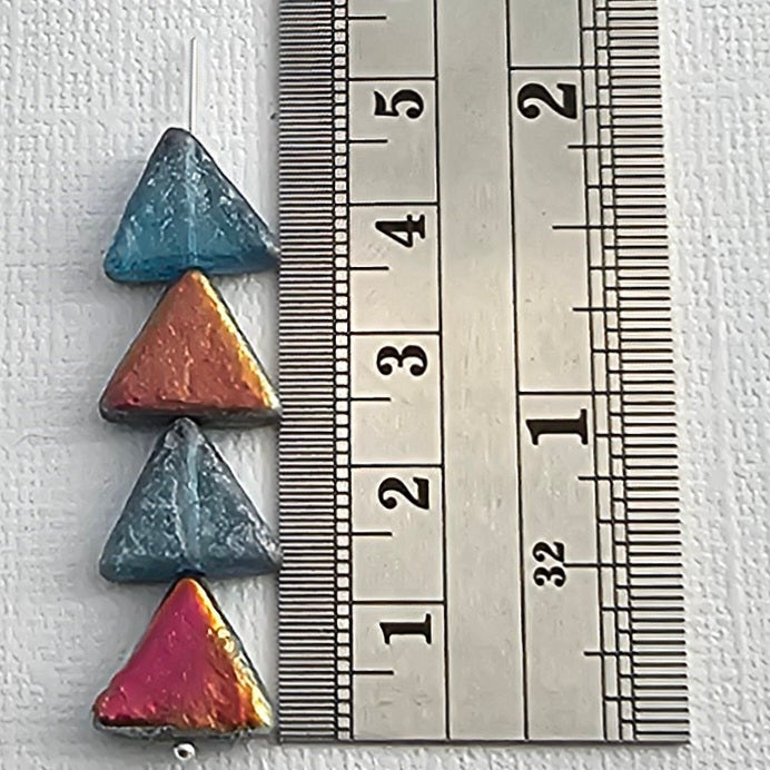 12mm - Aqua/Silver Speckle/Marea - Acid Etched Double Coated Triangles