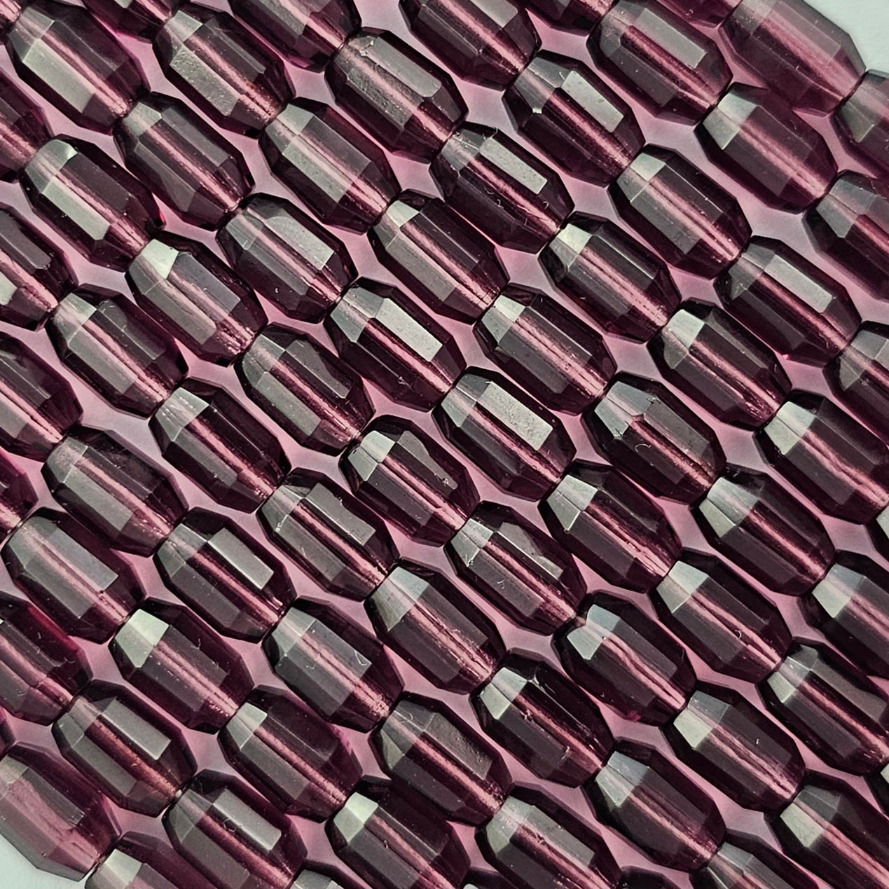 10x7mm - Amethyst - Oval Barrels Fire Polished Czech Glass